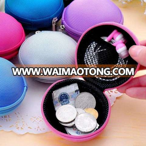 Earphone Case Round Carrying Hard EVA Earbuds Case Storage Bag