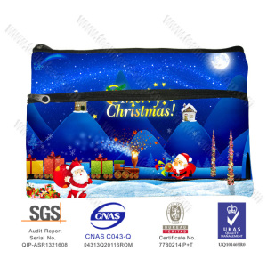 Wholesale Beauty Cosmetic for Coming Xmas Christmas Zipper Pencil Case,